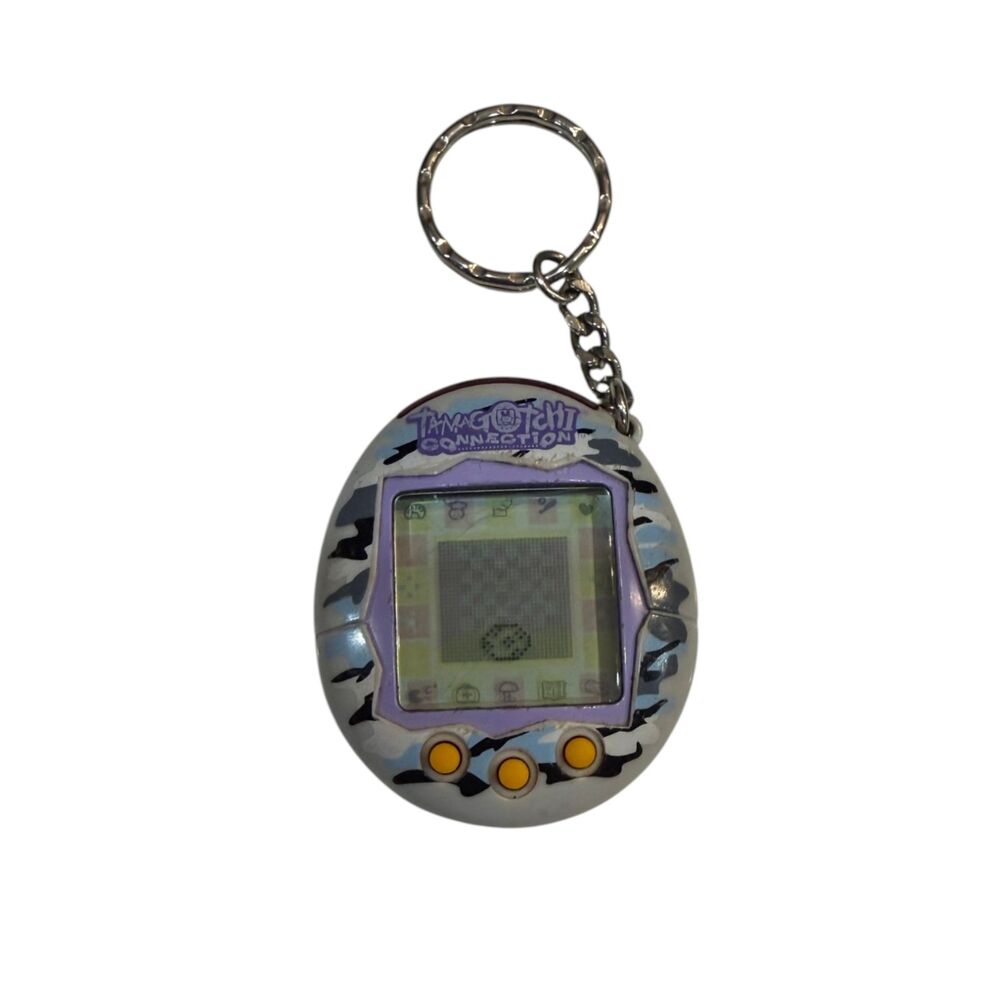Bandai Tamagotchi Connection V3 Virtual Pet 2004 Camo Purple Keychain Tested